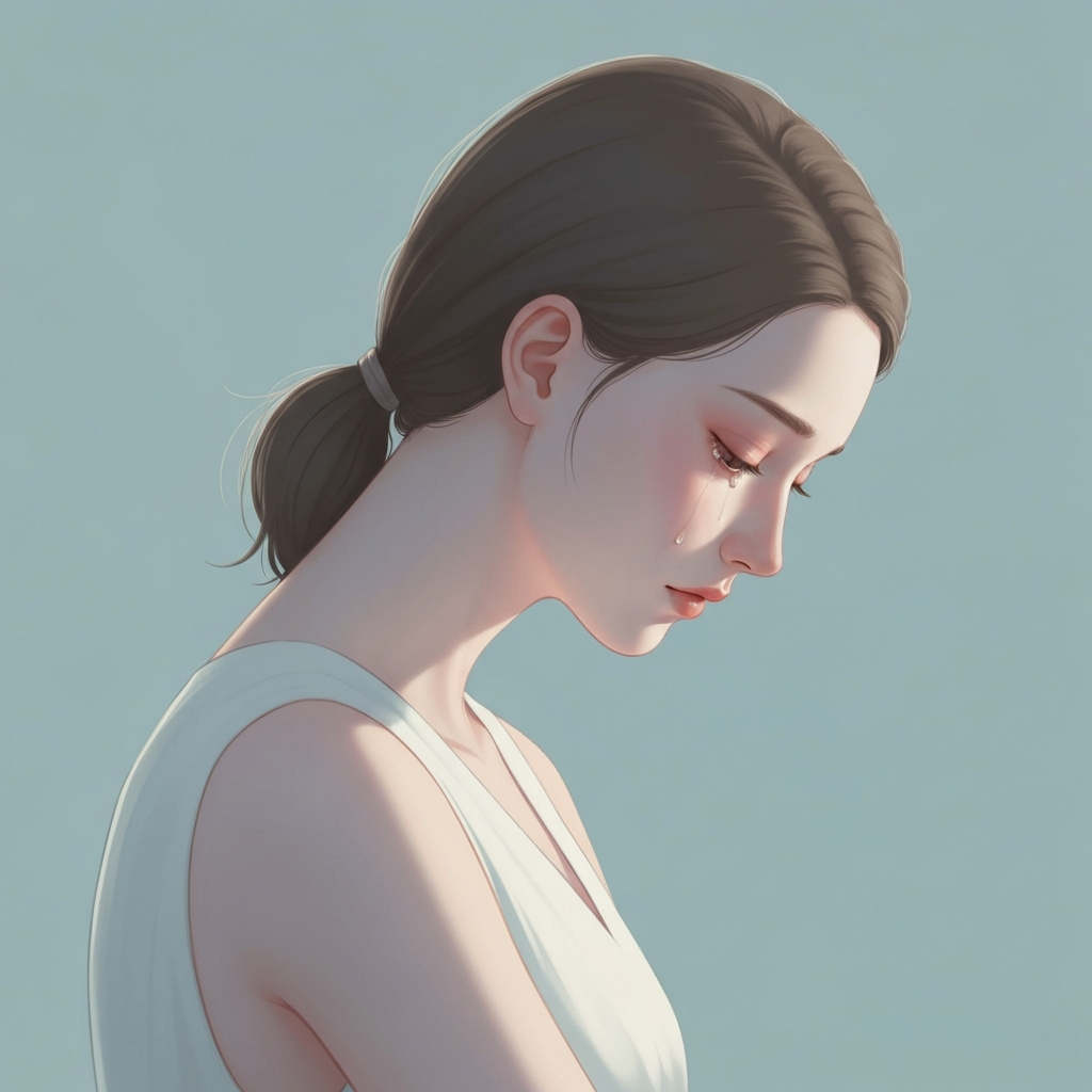 a woman weeping