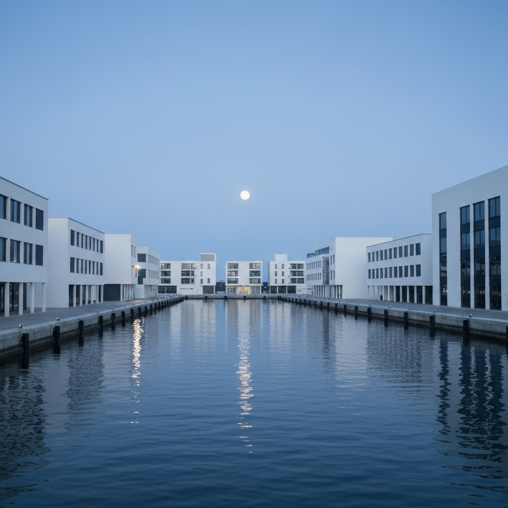 copenhagen harbor by moonlight