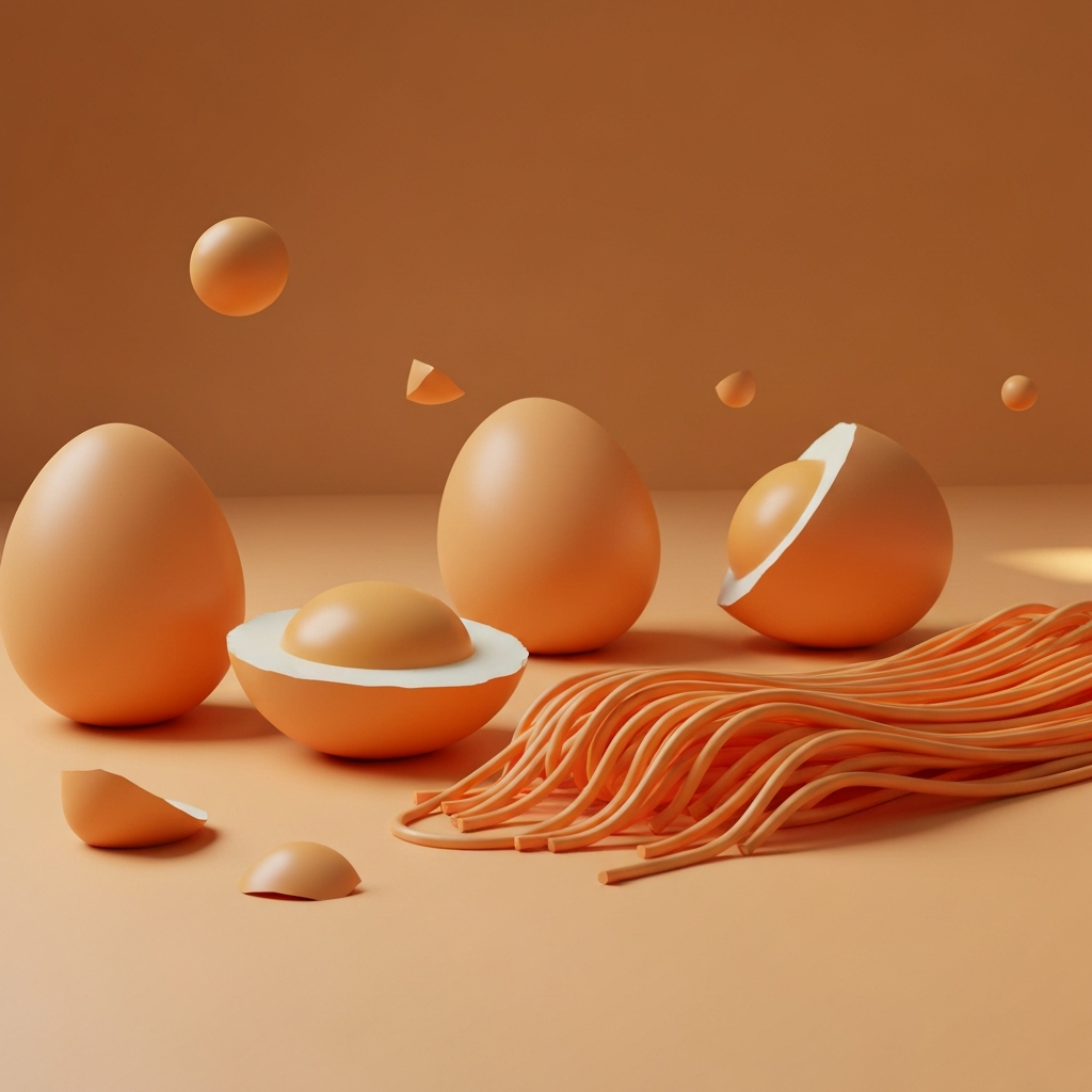 cracked eggs and noodles